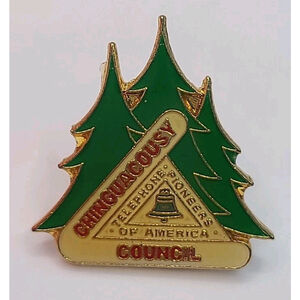 Vintage Chinguacousy Council Telephone Pioneers Of America Pin Pinback Trees